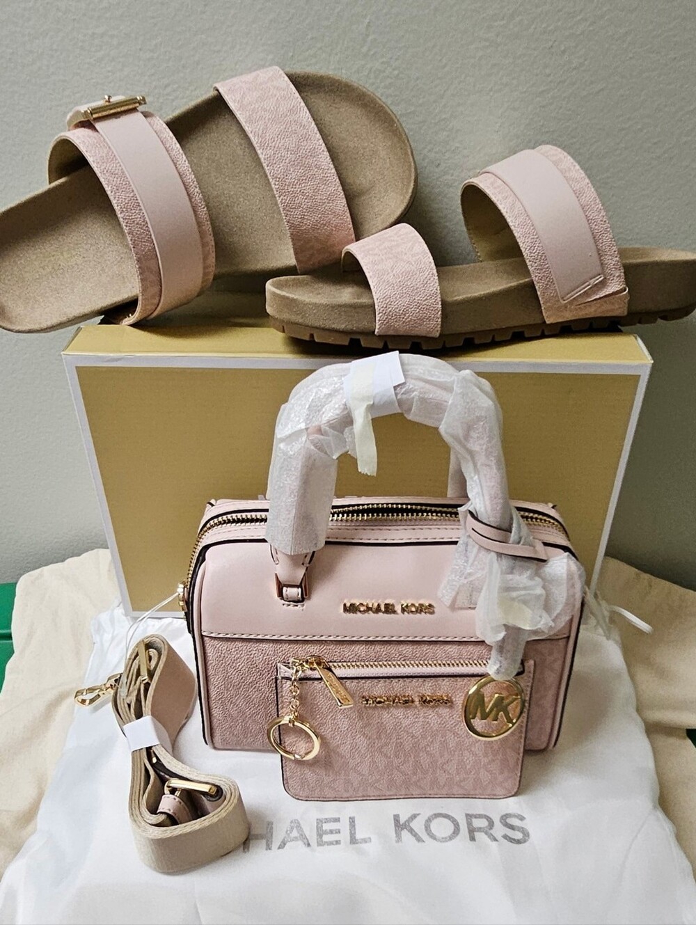 Michael Kors Blush Pink Satchel with Matching Slide Sandals